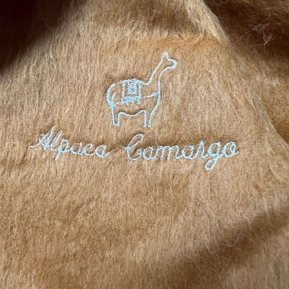 Alpaca Camargo Scarf Solid Golden Rectangle Fluffy Soft 8 1/2" x 67 " Peru - Picture 4 of 5